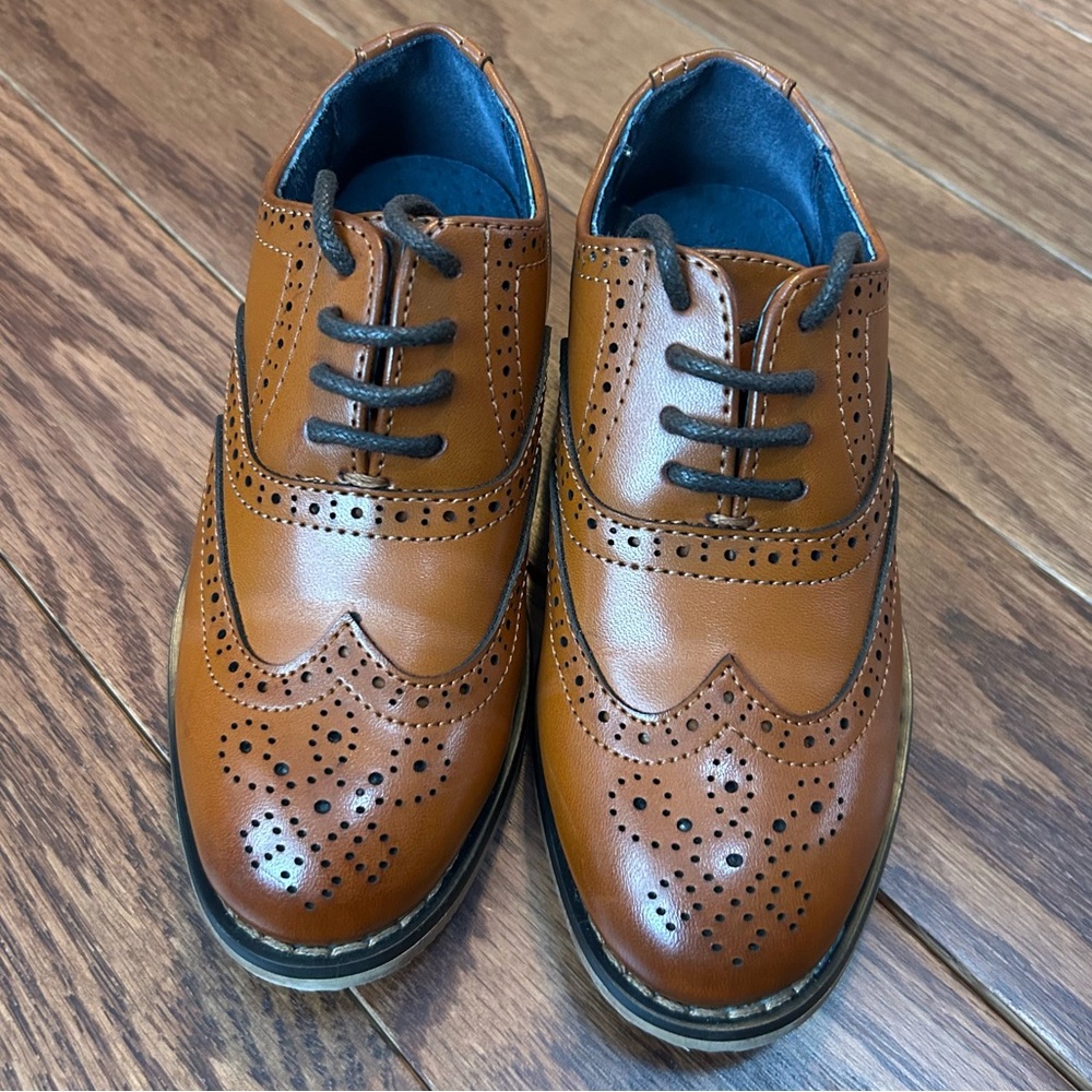 Bruno Marc Prince K2 Classic Tan Brogue Kids Dress Shoes Toddler Size 9